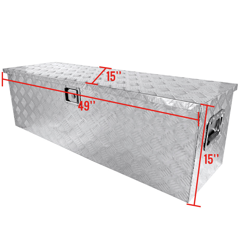 Universal 49" Heavy Duty Silver Aluminum Truck Tool Box w/ Side Handles, Lock, & Keys