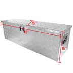 Universal 49" Heavy Duty Silver Aluminum Truck Tool Box w/ Side Handles, Lock, & Keys