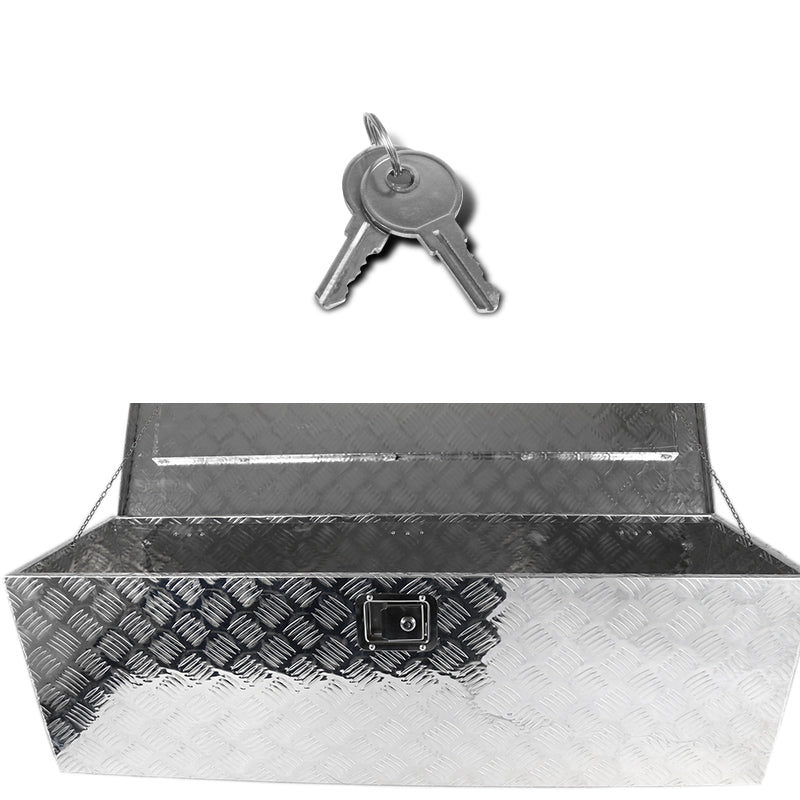 Universal 49" Heavy Duty Silver Aluminum Truck Tool Box w/ Side Handles, Lock, & Keys