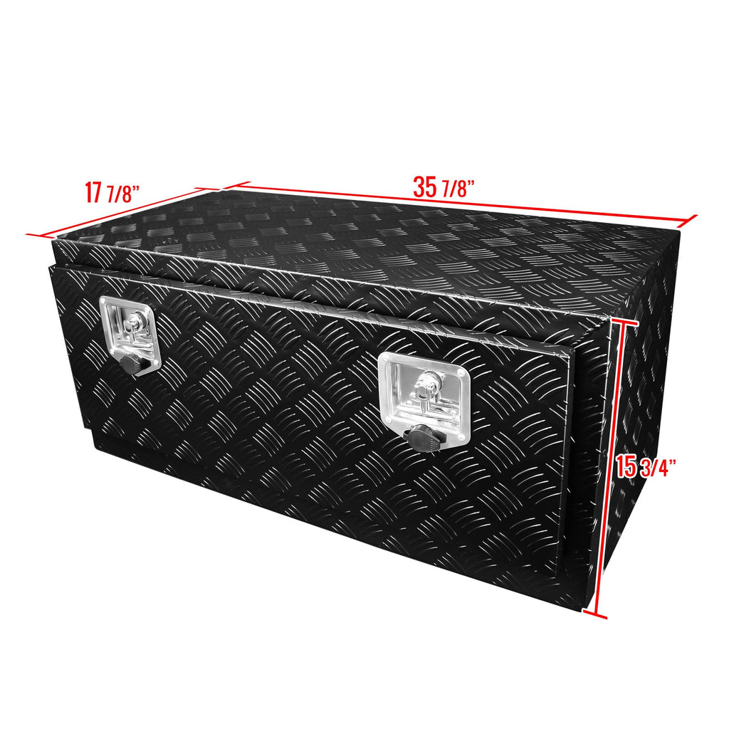 Universal 49" Heavy Duty Black Aluminum Truck Tool Box w/ Side Handles, Lock, & Keys