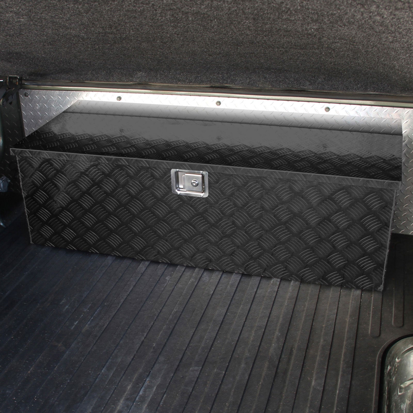 Universal 49" Heavy Duty Black Aluminum Truck Tool Box w/ Side Handles, Lock, & Keys