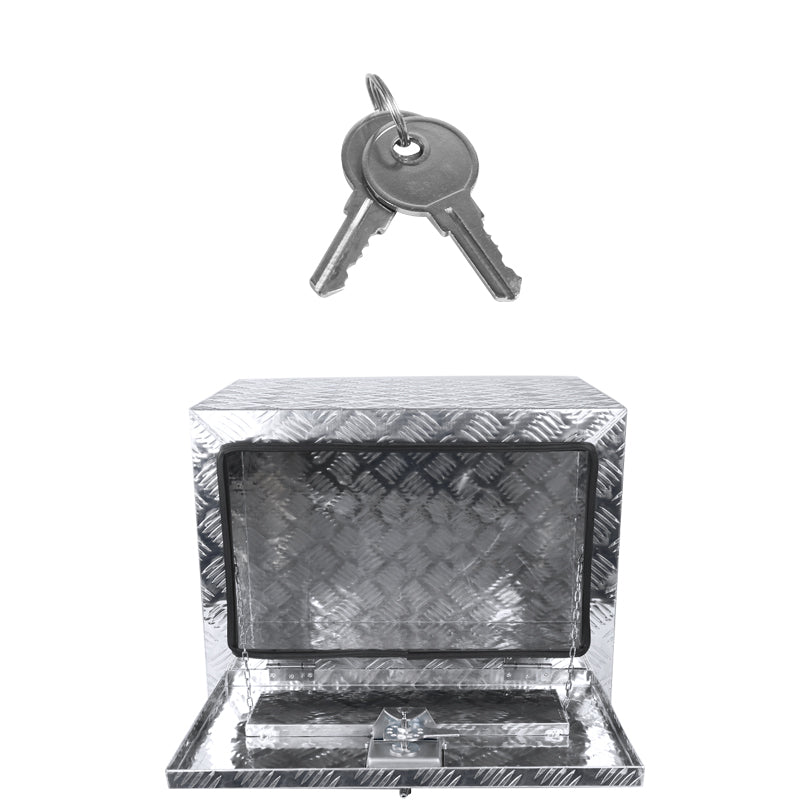 Universal 24" Heavy Duty Silver Aluminum Underbody Truck Tool Box w/ T-Handle Latch, Lock, & Keys