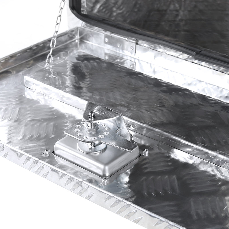 Universal 24" Heavy Duty Silver Aluminum Underbody Truck Tool Box w/ T-Handle Latch, Lock, & Keys