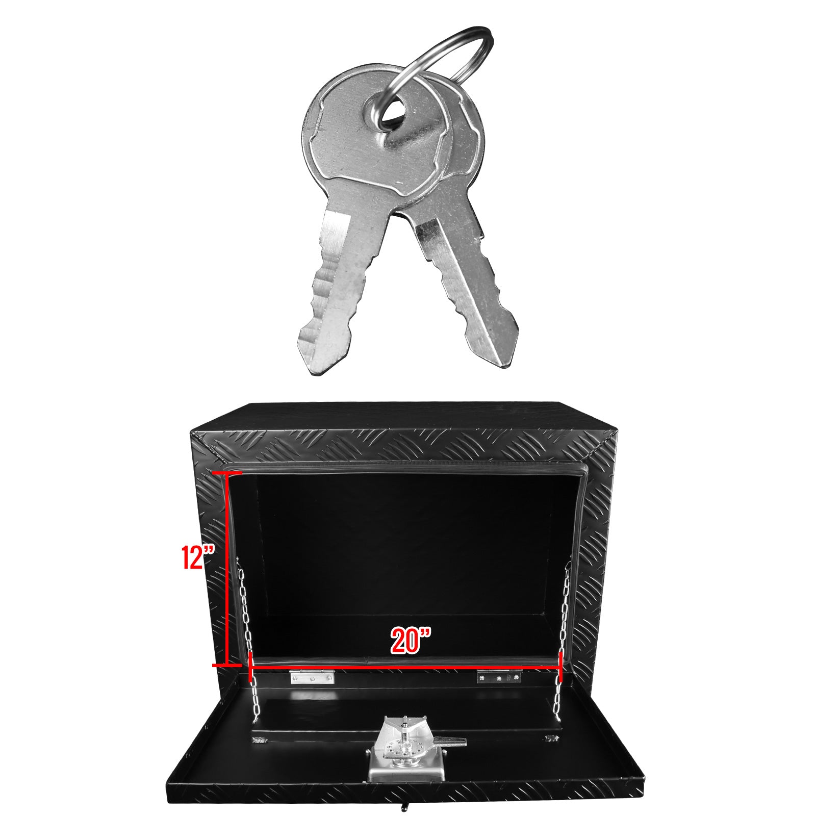 Universal 24" Heavy Duty Black Aluminum Underbody Truck Tool Box w/ T-Handle Latch, Lock, & Keys