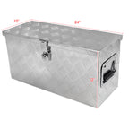 Universal 24" Heavy Duty Silver Aluminum Truck Tool Box w/ Side Handles, Lock, & Keys