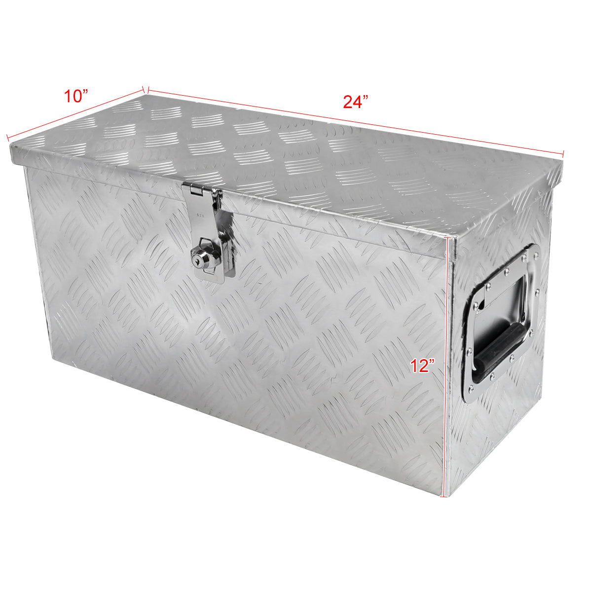 Universal 24" Heavy Duty Silver Aluminum Truck Tool Box w/ Side Handles, Lock, & Keys