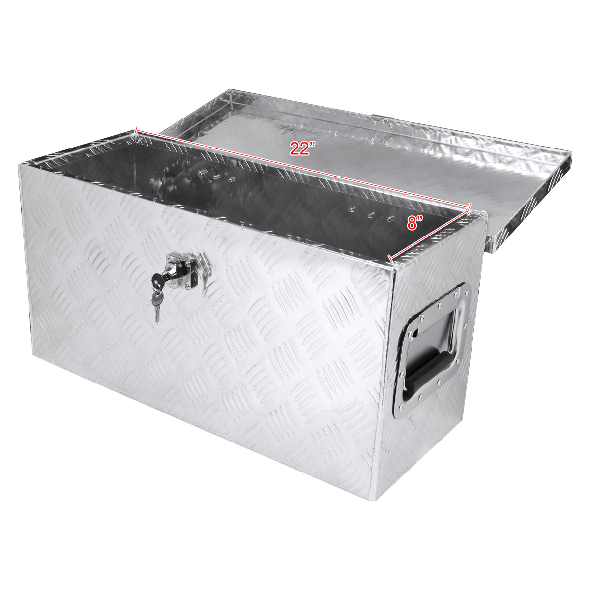 Universal 24" Heavy Duty Silver Aluminum Truck Tool Box w/ Side Handles, Lock, & Keys