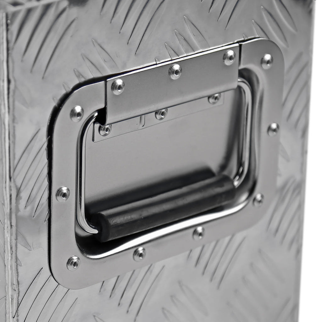 Universal 24" Heavy Duty Silver Aluminum Truck Tool Box w/ Side Handles, Lock, & Keys
