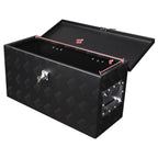 Universal 24" Heavy Duty Black Aluminum Tool Box w/ Side Handles, Lock, & Keys