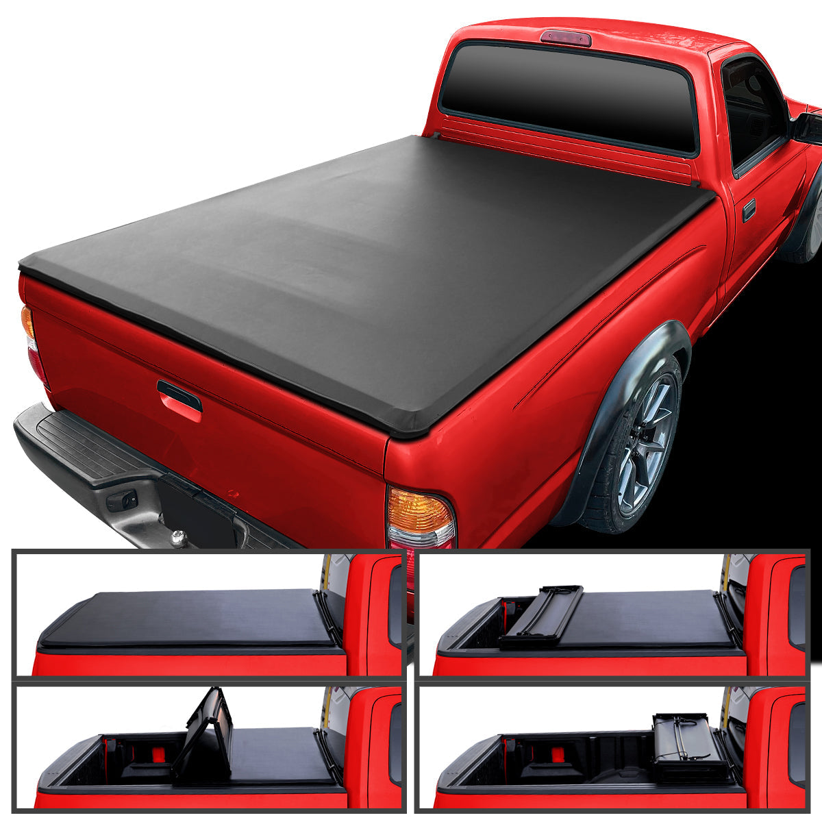 1989-2004 Toyota Compact Pickup Fleetside 6' Short Bed Soft Quad-Fold Tonneau Cover