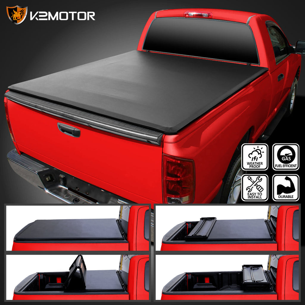 2002-2018 Dodge RAM 1500 2500 3500 / 2019-2021 RAM 1500 Classic 6.4' Bed Soft Quad-Fold Tonneau Cover