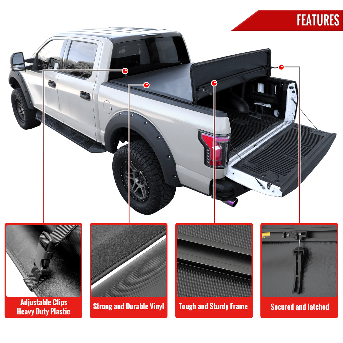 1999-2007 Chevrolet Silverado / GMC Sierra 6'6" Standard Bed Soft Quad-Fold Tonneau Cover