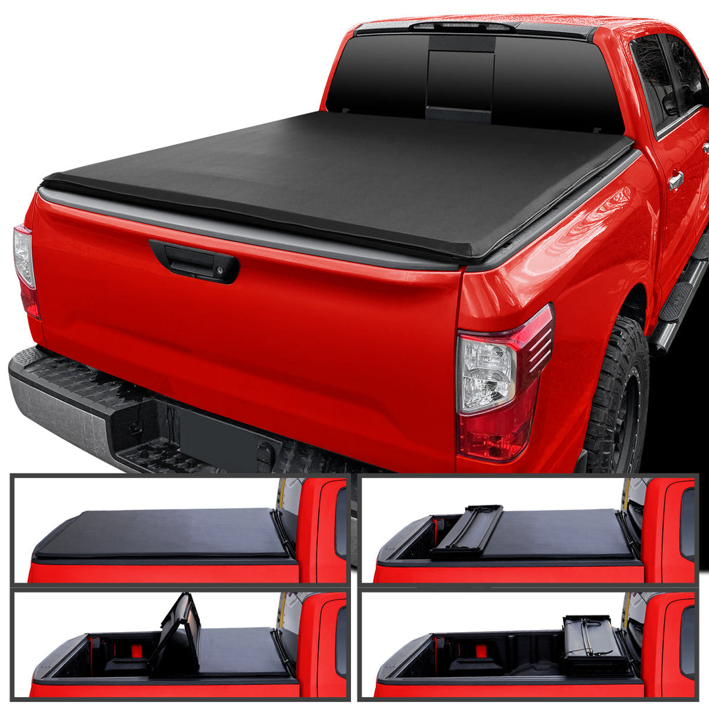 2017-2024 Nissan Titan 5'7" Truck Short Bed Soft Quad-Fold Tonneau Cover