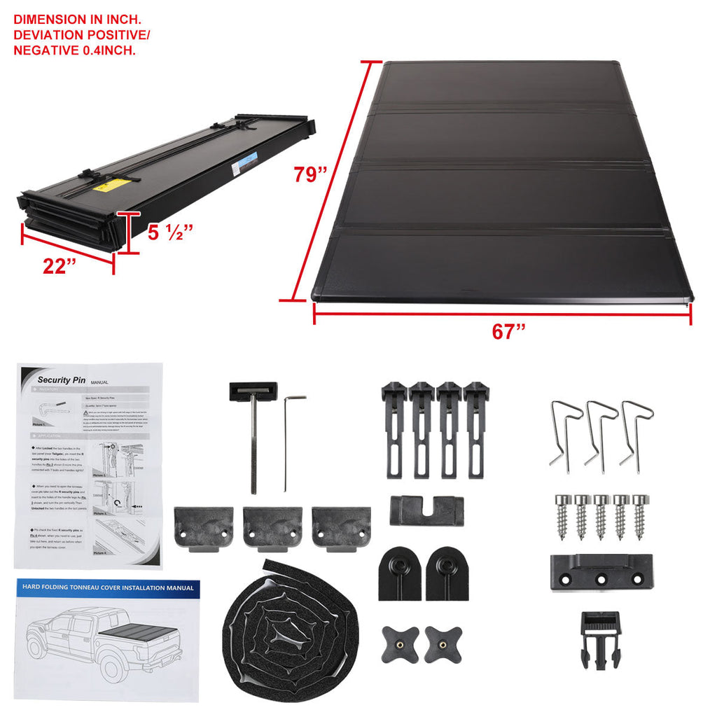 2007-2021 Toyota Tundra 6'6" Standard Bed Hard Quad-Fold Tonneau Cover