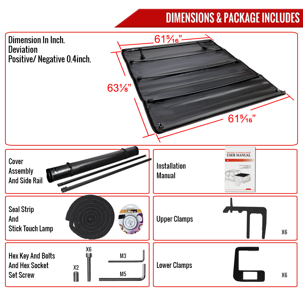 2004-2012 Chevrolet Colorado/ GMC Canyon/ Isuzu I-Series 60" Short Bed Roll Up Vinyl Tonneau Cover