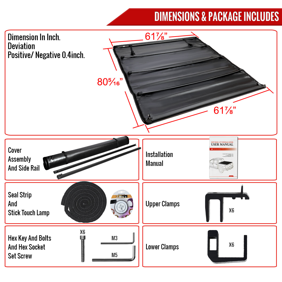 1997-2004 Dodge Dakota / 2000-2004 Dakota Extended/Regular Cab 6'6" Short Bed Fleetside Roll Up Vinyl Tonneau Cover