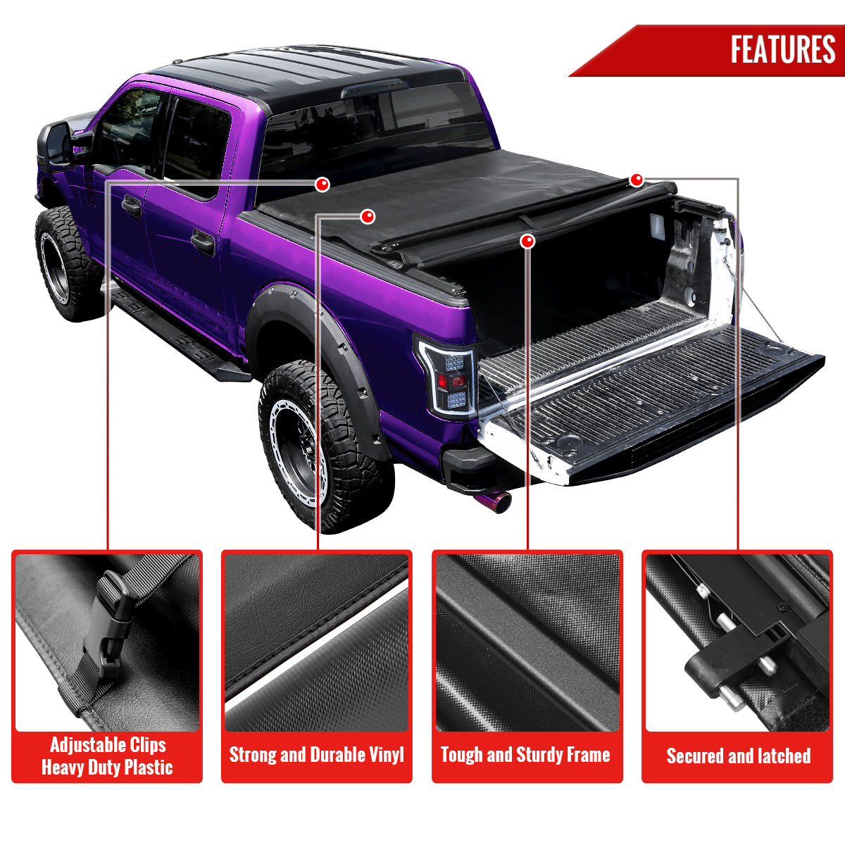1982-2011 Ford Rnager 6FT Truck Bed Roll Up Vinyl Tonneau Cover