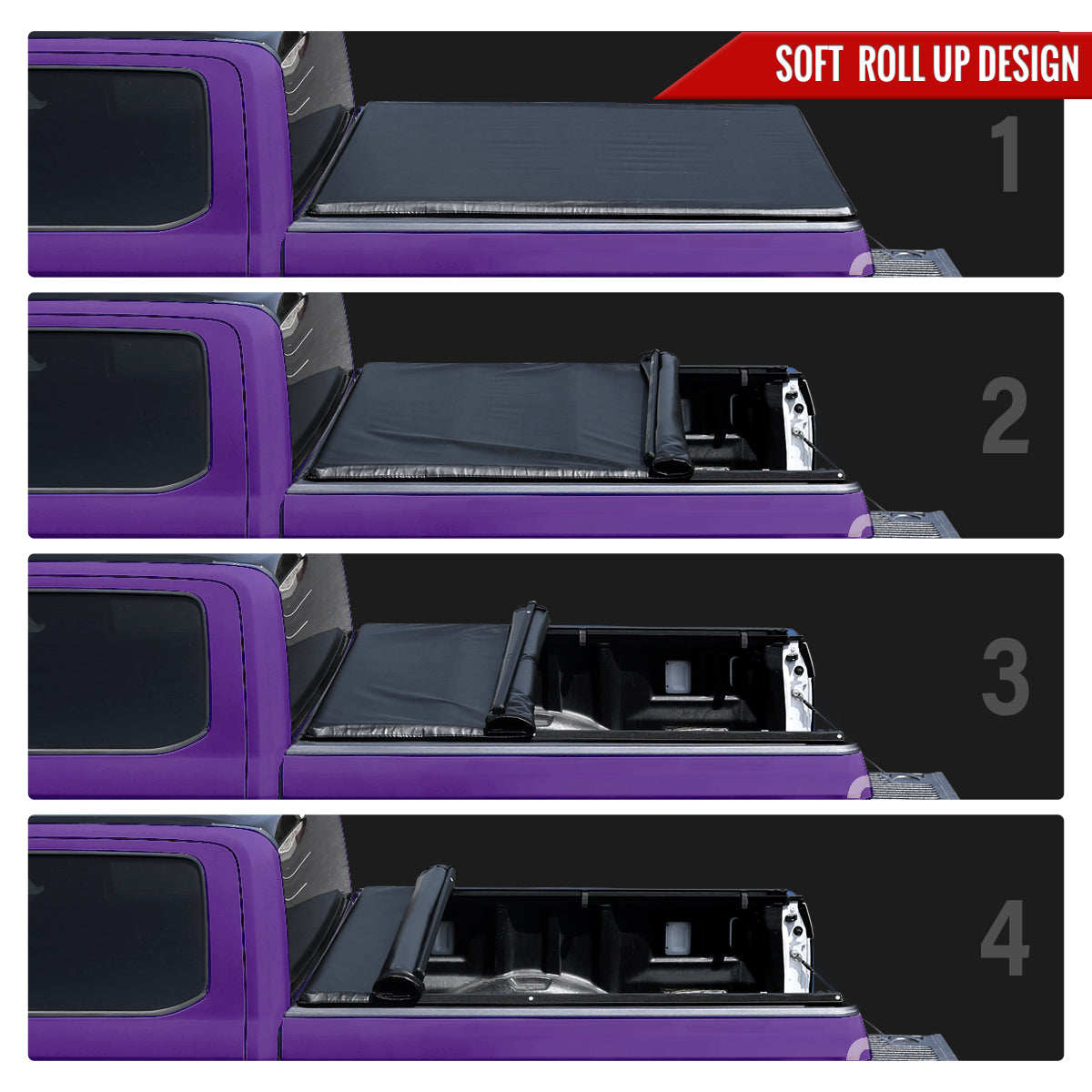 2016-2020 Toyota Tacoma Double Cab 60" Bed Roll Up Vinyl Tonneau Cover