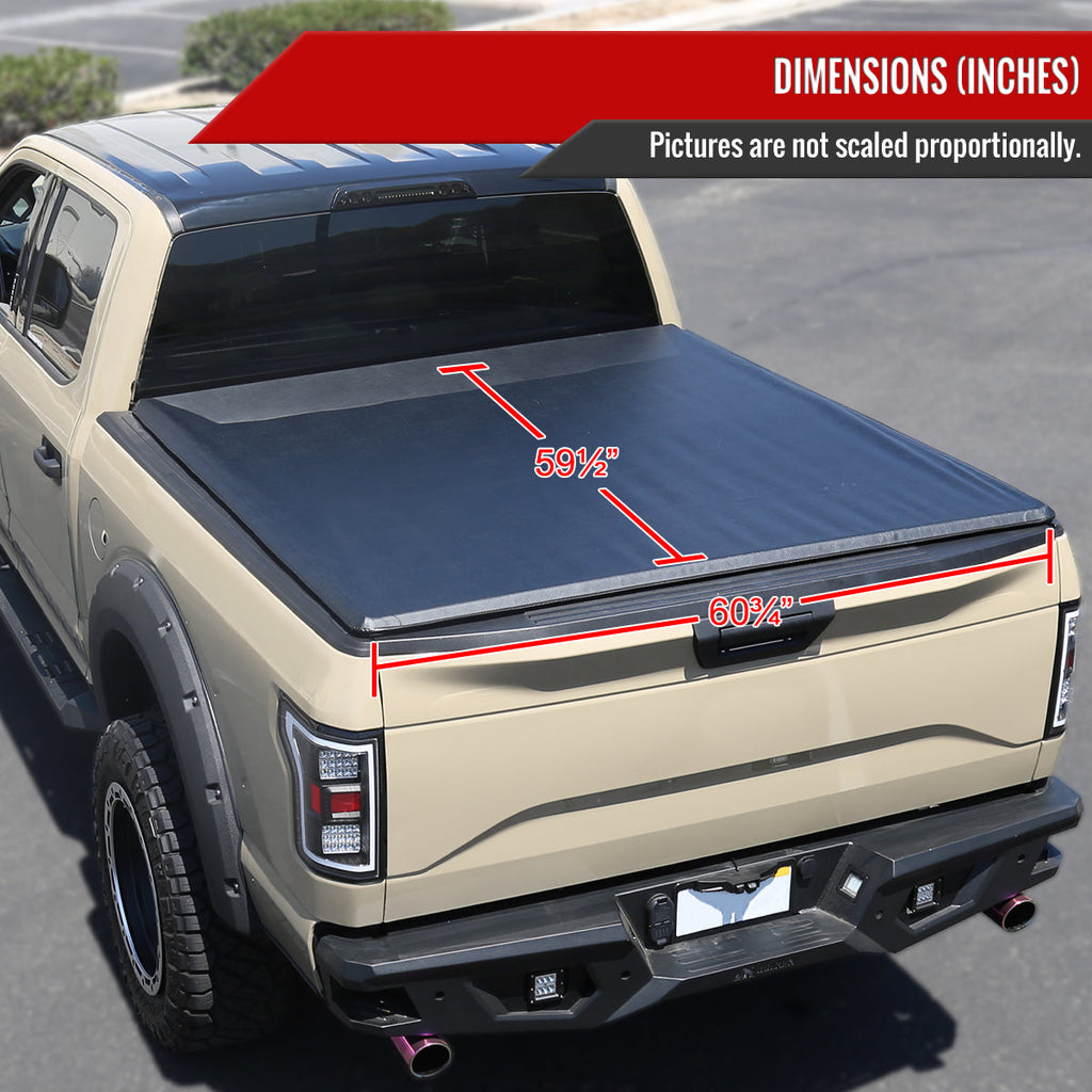 2019-2022 Ford Ranger 5FT Short Bed Soft Roll Up Tonneau Cover