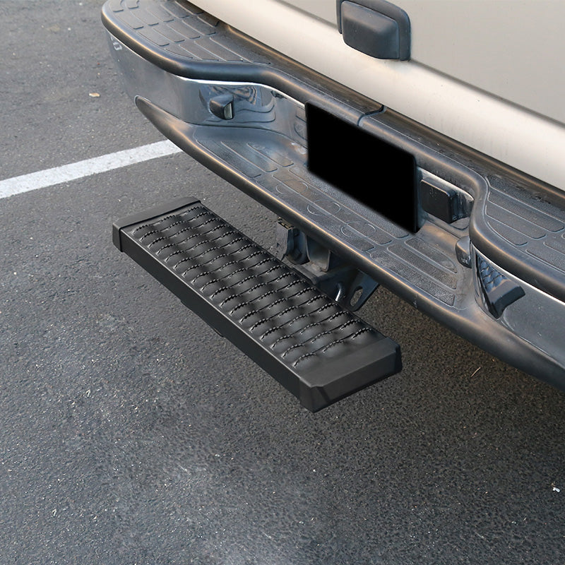 Universal Black Aluminum Hitch Mounted Rear Bumper Step & Protector For 2" Hitch Receiver