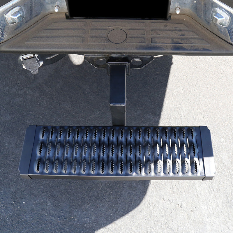 Universal Black Aluminum Hitch Mounted 6" Drop Rear Bumper Step & Protector For 2" Hitch Receiver