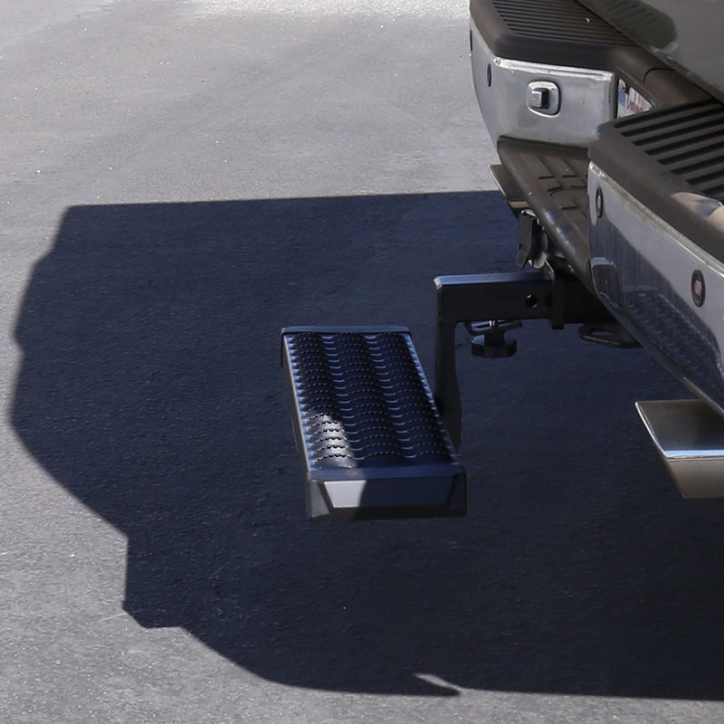 Universal Black Aluminum Hitch Mounted 6" Drop Rear Bumper Step & Protector For 2" Hitch Receiver
