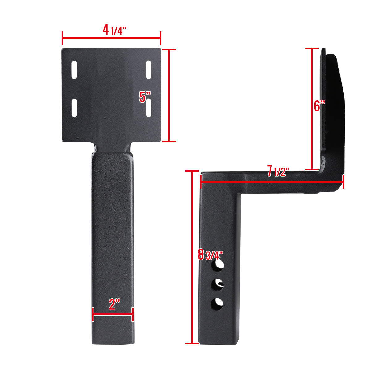 Universal Black Aluminum Hitch Mounted 6" Drop Anti-Slip Step & Protector For 2" Hitch Receiver