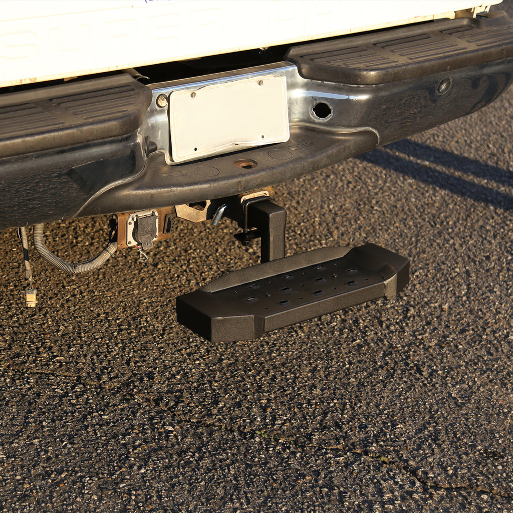 Universal Black Aluminum Hitch Mounted 6" Drop Anti-Slip Step & Protector For 2" Hitch Receiver