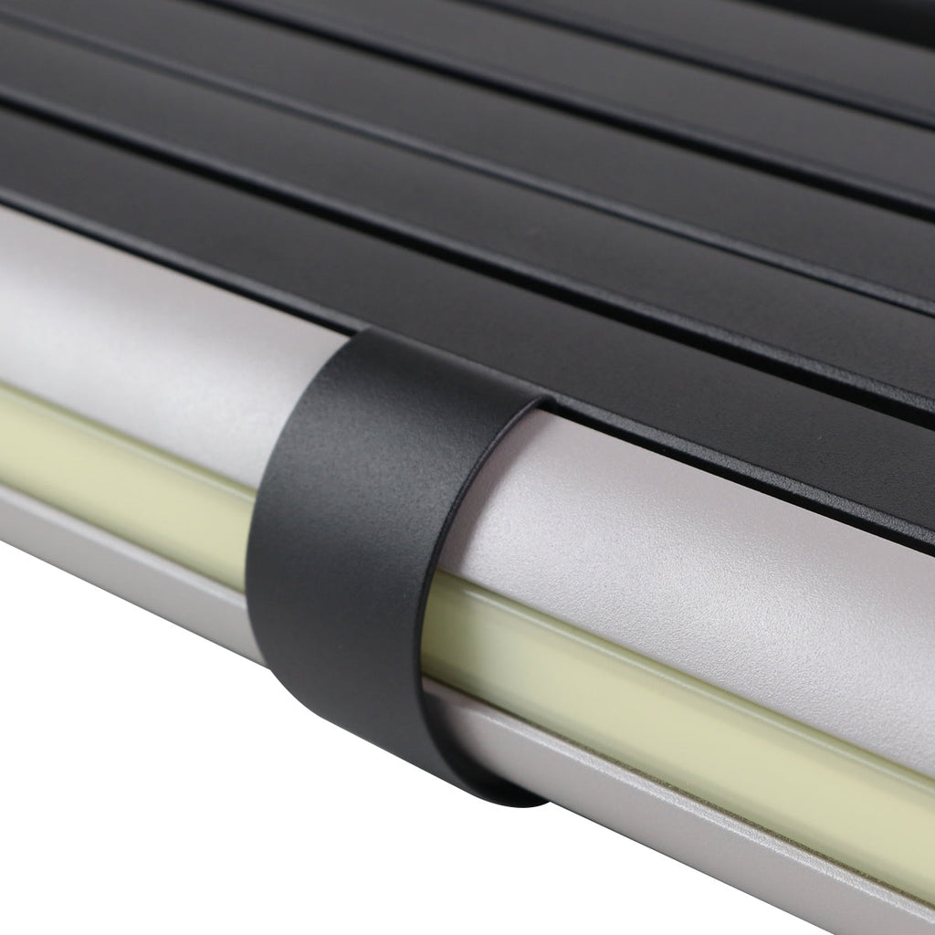 Universal Silver Finished Steel Adjustable Rear Step Bar w/ LED Brake Light For 2" Hitch Receiver
