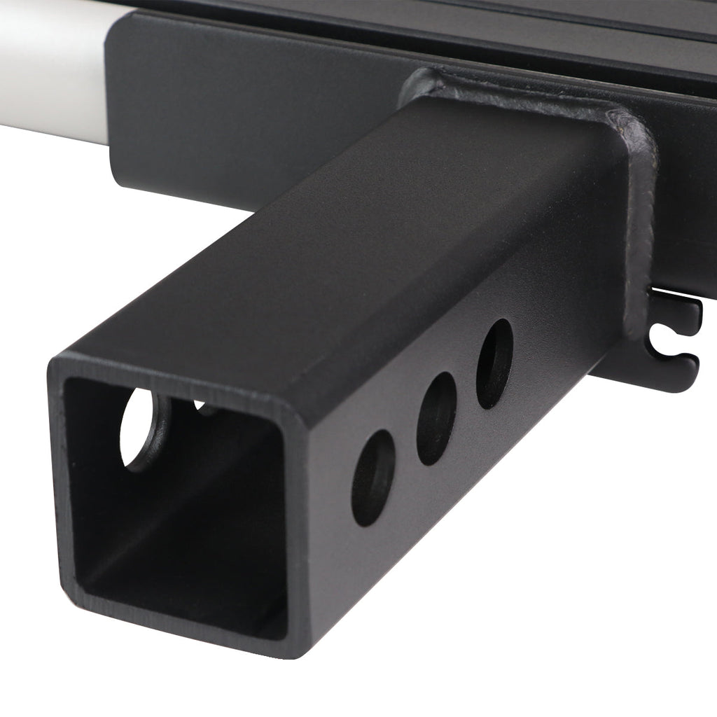 Universal Silver Finished Steel Adjustable Rear Step Bar w/ LED Brake Light For 2" Hitch Receiver