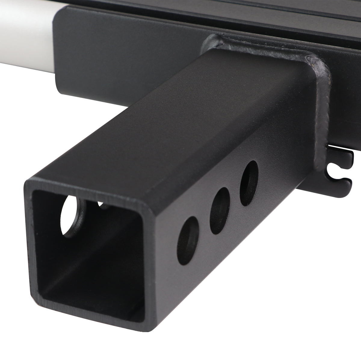 Universal Silver Finished Steel Adjustable Rear Step Bar w/ LED Brake Light For 2" Hitch Receiver