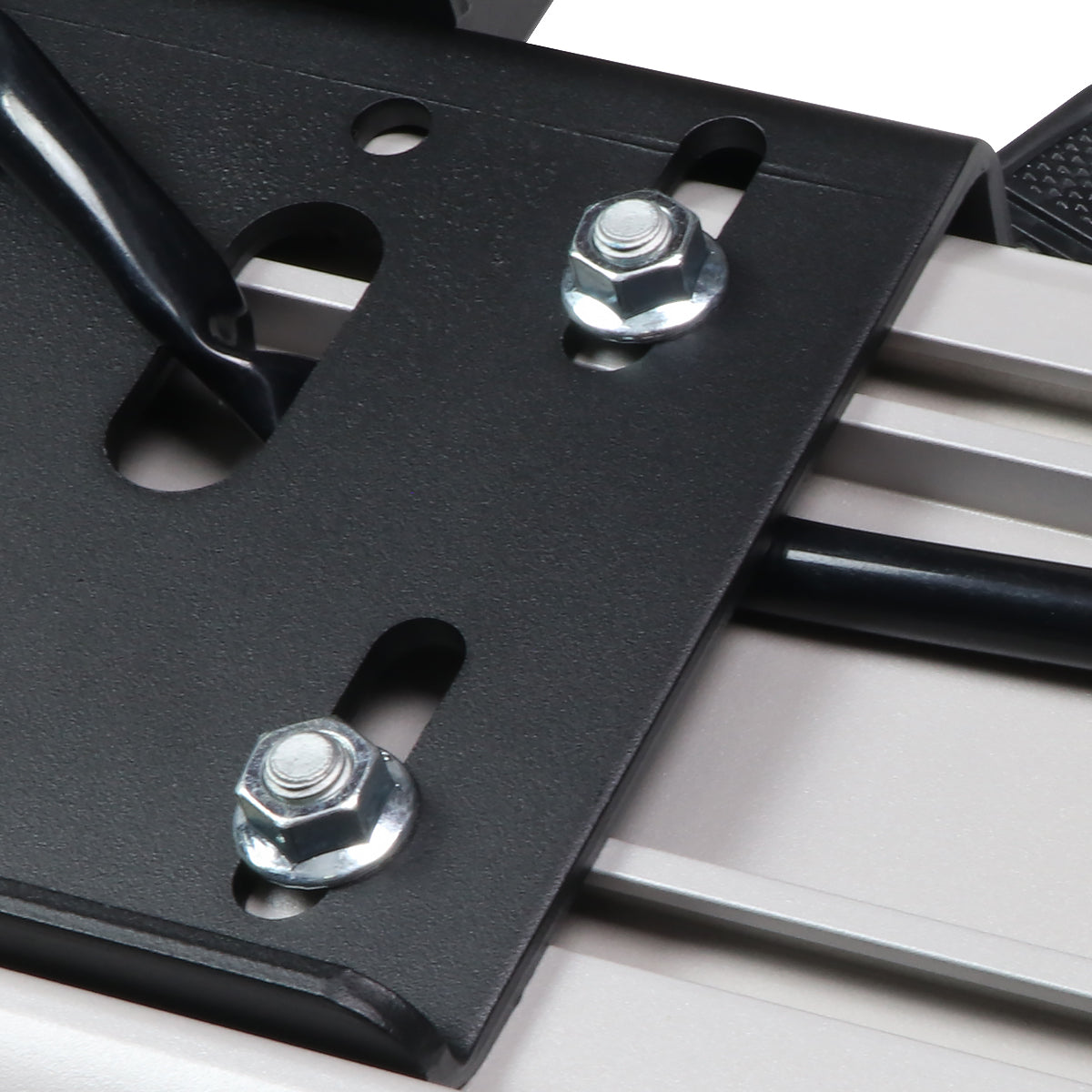 Universal Silver Finished Steel Adjustable Rear Step Bar w/ LED Brake Light For 2" Hitch Receiver