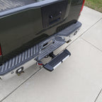 Universal Silver Finished Steel Adjustable Rear Step Bar w/ LED Brake Light For 2" Hitch Receiver